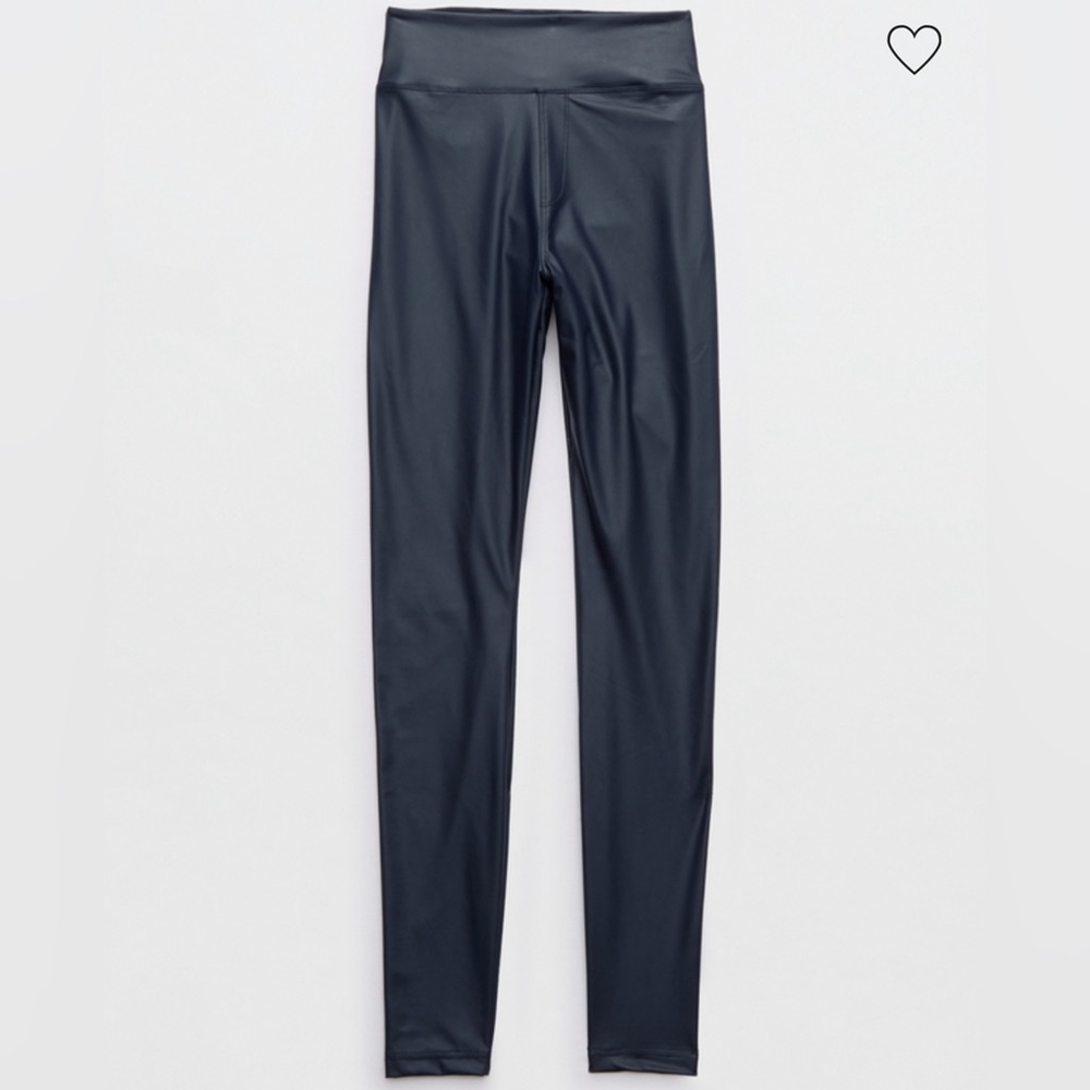 NWT offline by Aerie REAL LUXE FAUX LEATHER LEGGING medium M navy blue